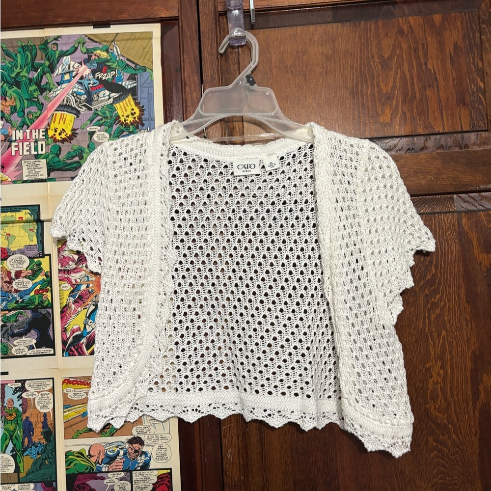 Cato Girls Ivory Open-Knit Top